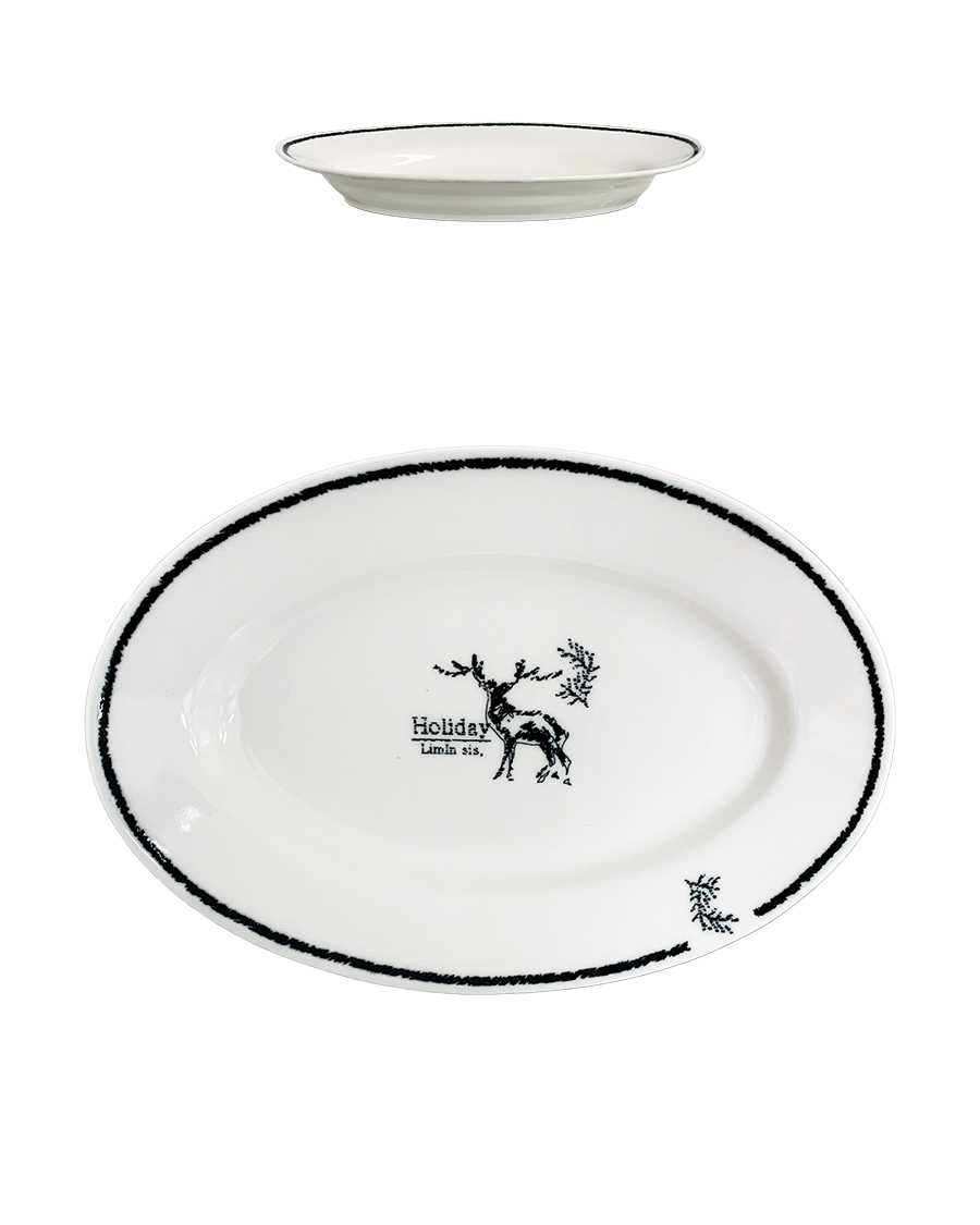 Holiday.m _ a reindeer oblong plate